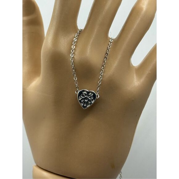 Real Simple Jewelry Blue Sapphire Rhodium Plated Silver Heart Pendant Chain - Picture 3 of 5